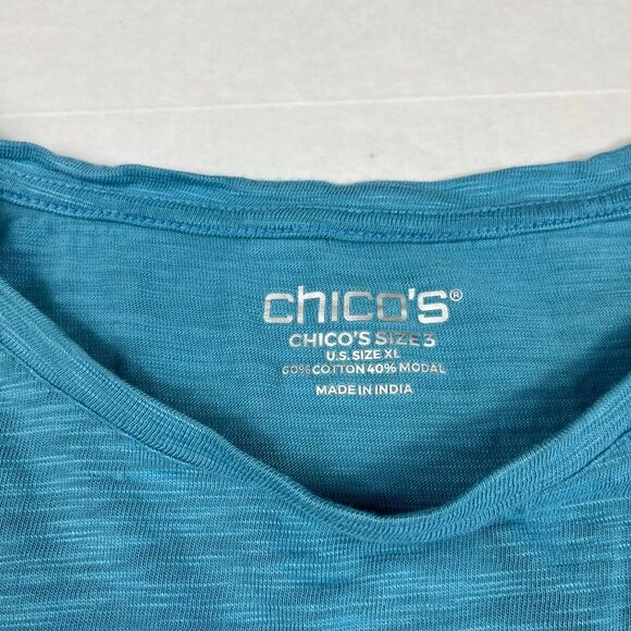 Chicos Basic Tee Light Blue Essential 3/4 Sleeve T-Shirt Soft Casual Top 3 XL - Picture 5 of 10